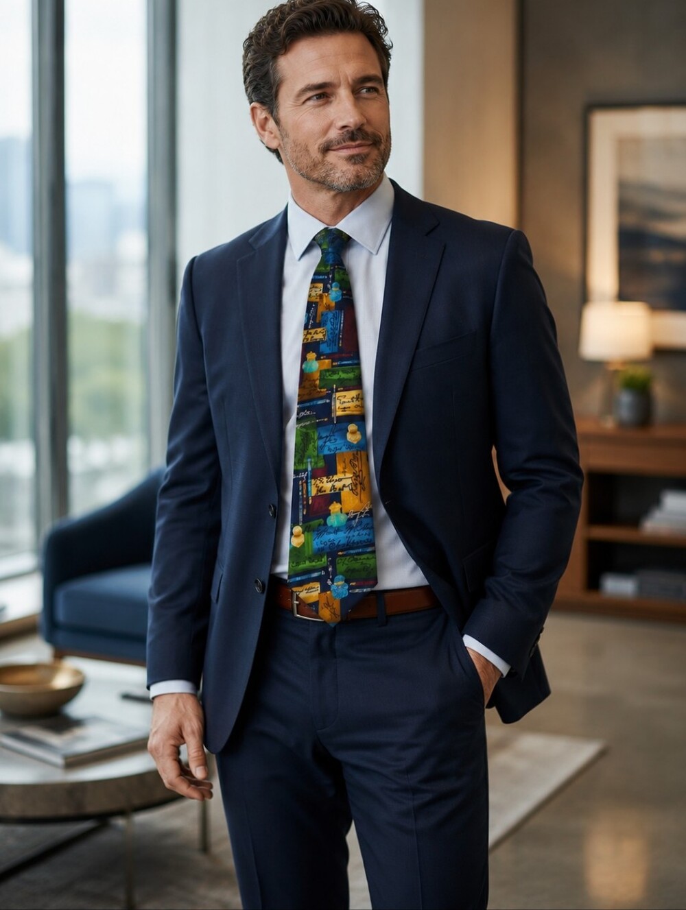 90s Alynn Neckwear Author!Author! Silk Tie Literary Signatures 57”